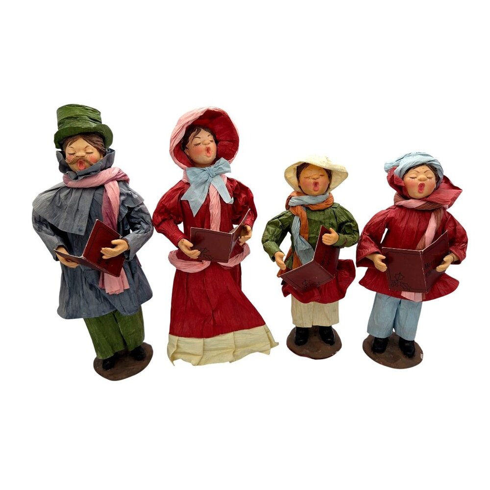 Vintage APEX Paper Mache Christmas Carolers Family Set Of 4 Dickens Byers Dept